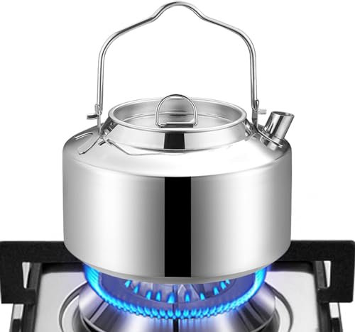 Théière de camping – Bouilloire de randonnée compacte | Samovar de camping en acier inoxydable, bouilloire portable avec passoire, chauffage efficace pour cafetière de randonnée