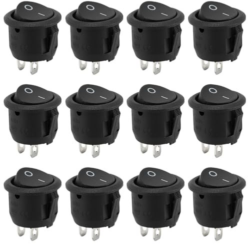 12pcs Schalter 12v Kippschalter Schalter Kippschalter 12v/10A Wippschalter 12 Volt Schalter Kippschalter 2 Polig Ein Aus Schalter 12 Volt für Switch Taster Modellbau Auto Boot Kfz Haushaltsgeräte