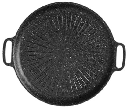 perfk Padella per Barbecue Coreana Padella Rotonda Teppanyaki Pentolame Circolare Piastra per Barbecue Portatile Padella per Grigliare all'aperto per, 30 Cm