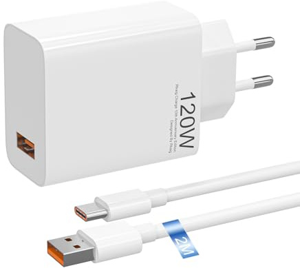 120W Schnell-Ladegerät, Fast Wall Charger Block, für Xiaomi 14, 13, 12, 13t, 12t, 12s, Redmi Note K70, K60, K50, 12, 11, Pro Plus, Black Shark 3, 4, 5, Poco F4, Mit 2M 6A Cable