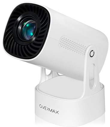 OVERMAX MULTIPIC EZ Mini Proyector 4K FullHD con Batería Integrada, Corrección Keystone, Imagen hasta 200, Wi-Fi Bluetooth 5.3, 2000 Lúmenes, Proyector de Estrellas, Mando a Distancia, Android 9.0