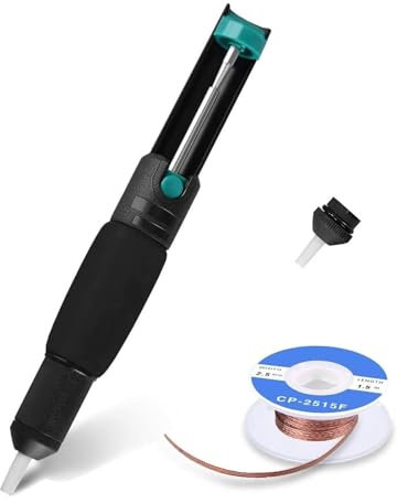 Desoldering Pump Solder Wick Spare Nozzle Solder Remover Tool 3-in-1 for Precision Electronics Repair and DIY Projects Desolder Soldering 2.5mm×1.5m