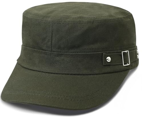 WULIQIUQIU Army Cadet Cap for Men Women Military Flat Top Cap Baseball Caps