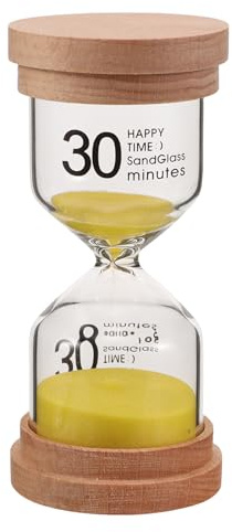 IMIKEYA Reloj de Arena de 30 Minutos: 10 x 5 x 5 cm con Tapa de Madera. Reloj de Arena Decorativo para cocinar, Relajarse y ser productivo. Adorno de Escritorio de Oficina.