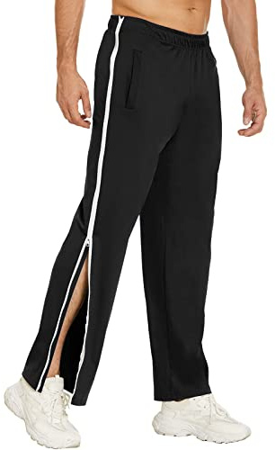 Pantalon de rééducation pour Homme et Femme Ouverture latérale Baggy Jogging Pantalon Loisirs avec Fermeture éclair sur Le côté et la Jambe Large Sport Vêtements survêtement Sport postopératoire S-3XL