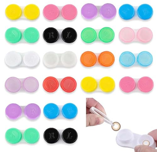 ZZHBOO 20 Pezzi Custodia per Lenti a Contatto, Custodia Portatile Doppia, Kit per Viaggio e Uso Quotidiano, Accessori per Lenti a Contatto, Contenitori per Lenti a Contatto, 1.4 cm, Multicolore