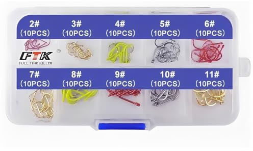 100 Pièces Hamecon Peche, 10 Tailles Pâte À Truite Et Les Appâts Naturels, Hameçon Truite, Crochets Avec Boîte En Plastique Pour La Pêche En Eau Douce Et Salée