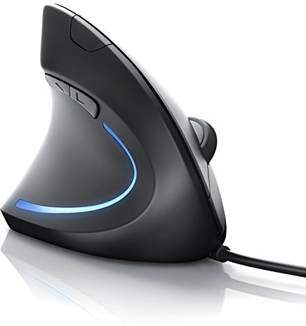 CSL - Vertikal Maus für Linkshänder - kabelgebundene optische vertikale Ausführung - ergonomisches Design - Vorbeugung gegen Mausarm - gelenkschonend für Hand und Unterarm