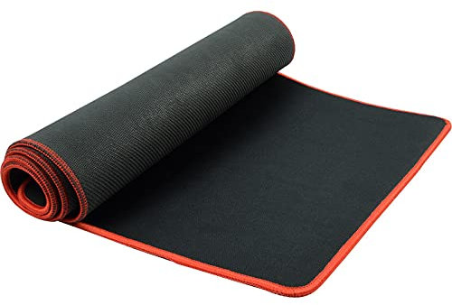 shibby Alfombrilla de ratón XXL Gaming para Teclado y ratón con Bordes cosidos Rojos