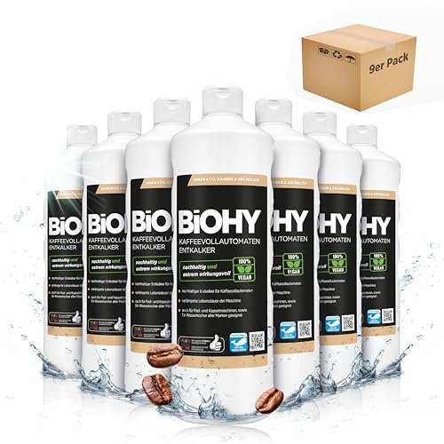BiOHY Détartrant pour les machines a café automatique (9 x 1l Bouteille) | efficace pour les bouilloires | toutes marques | environ 20 processus de détartrage (Kaffee Entkalker)