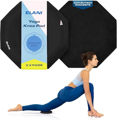 ELANI - Yoga Kniekissen (2er Pack) - Extra dick & bequem mit Anti Rutsch Oberfläche - perfekt für unterwegs - Silikon Pads Knie Yoga - Kniepads für Sport - mini Yogamatte, Pilates Zubehör & Kniematte