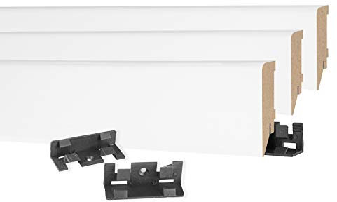 HEXIM Clips MK3 für Sockelleiste MS7019 - Inhalt 20 Clips für 8 Lfm. - unsichtbare Befestigung von Fußleisten - Montage Clips für Laminatleiste Fussleiste Sockelprofil Bodenleiste