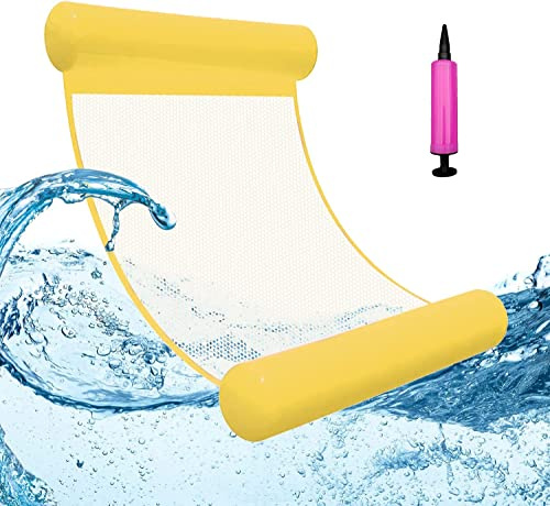 Amaca Galleggiante, Materassino per Piscina con Pompa ad Aria, Amaca Gonfiabile Piscina Amaca Mare 4 in 1 Poltrona Galleggiante Piscina Materasso Piscina