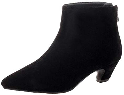 Mo Joc Women Comfort Low Kitten Heels Ankle Boots with Pointed Toe