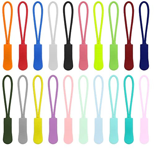 Neikafan 100 Stück Reißverschluss Verlängerung Zipper Pulls Anhänger Reißverschlussanhänger 20 Farben Nylon Ersatzzipper zum Einfädeln für Rucksack Kleidung Sportswear Reissverschluss Haken