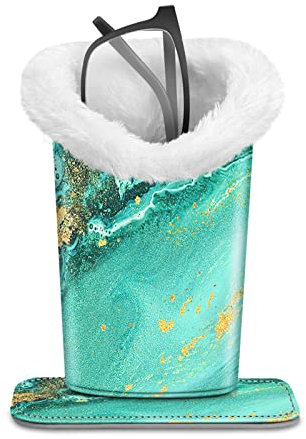 Fintie Mit Plüsch gefütterter Brillenhalter, Brillenständer, kratzfeste Brillenaufbewahrung, Organizer für Schreibtisch, Nachttisch, Büro, Aqua Wave, Einheitsgröße