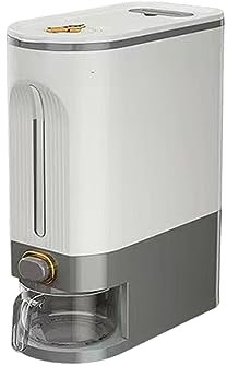 Reisspender in Lebensmittelqualität, Reisspender mit Messbecher, großes Fassungsvermögen, klar, sichtbar, luftdicht, Küchenbedarf, 10 kg Reisspender Grau S