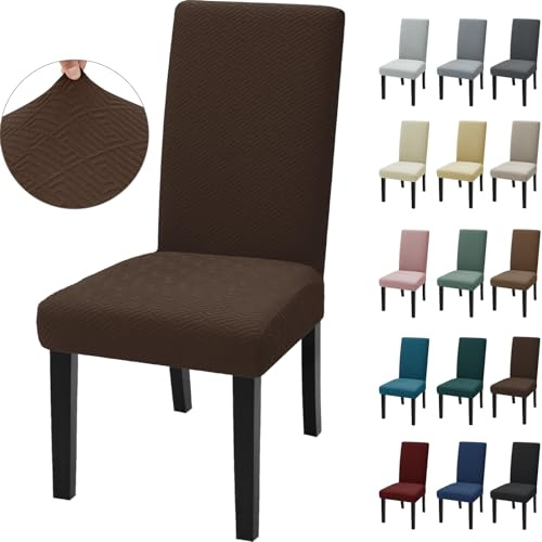 Ystyle Universale Stretch Stuhlhussen 6er Set, Kaffee | Elastische Stuhlbezüge, Moderner Hussen für Stühle, Waschbar Chair Covers, Komfort-Stuhl Überzug für Esszimmer Restaurant