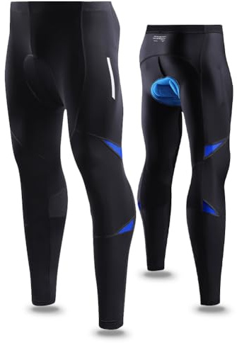 NuCamper Hombre Ciclismo Pantalones Largo Compresion MTB Culotte Transpirables Elásticos con Alfombrillas Perforadas por Láser y Bandas Reflectantes Adecuado para Conducción Nocturna Moto