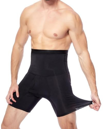 generic Boxer de compression pour homme - Sous-vêtements gainants - Taille haute - Body Shaper - Pantalon de compression pour homme - Respirant - Rétro - Sous-vêtements, Noir , XXXXXXL