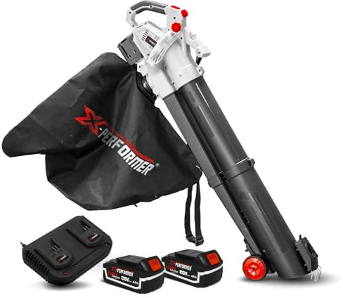 Aspirateur souffleur broyeur rechargeable 2x20V avec batteries 4Ah - X PERFORMER