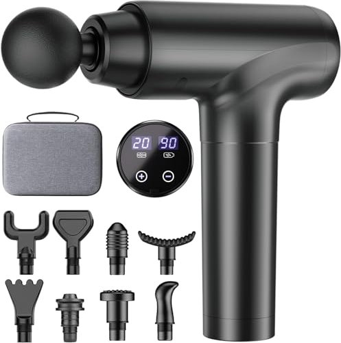 cotsoco Massagepistole, 20 Geschwindigkeiten, Tiefengewebe-Muskelmassagepistole zur Schmerzlinderung, tragbares elektrisches Rückenmassagegerät für den Rücken mit leisem bürstenlosem Motor