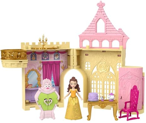 Mattel Disney Princess - Il Castello di Belle, set componibile ispirato al film Disney con una mini bambola e 9 accessori inclusi, giocattolo per bambini, 3+ anni, JDP54