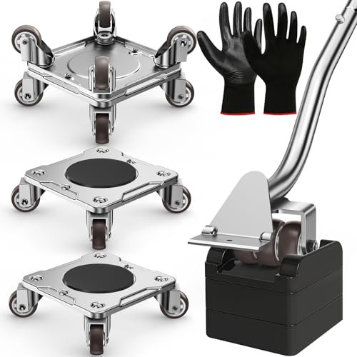 Kit de Transporte de Muebles con Elevador de Muebles - Placa de Acero al Carbono Reforzada y 4 Ruedas TPE Giratorias 360°, Capacidad Máxima 500kg, Mueve Muebles Pesados Fácilmente