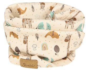 Sterntaler Schlauchschal aus Jersey mit Giraffen- und Elefanten Print - Unisex Accessoires für Babys und Kleinkinder - bequem und kindgerecht - natur, Gr. 1