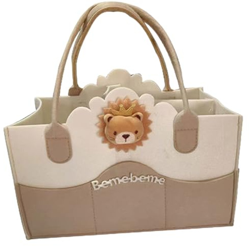 CNAFGBGG 1 st baby caddy-organizer tjock tecknad filt multifunktionell bärbar baby blöja caddy barnkammare förvaringsväska för mamma barn.