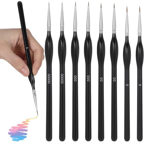 BOHUIZ 8Pcs Fine Detail Paint Brush Set, 4 Sizes Wooden