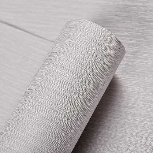 Haimin Grasscloth Wallpaper Peel and Stick 20.9in X 393in Fabric Contact Paper Wall Paper Textured Wallpaper Vertical Stripes Look Self-Adhesive Thick Vinyl Embossed Film