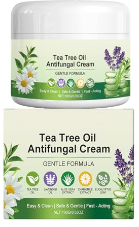 Tea Tree Oil Antifungal Cream, Natural Anti Fungal Foot Cream Soothing & Hydrating Formula for Athlete's Foot, Jock Itch, Ringworm