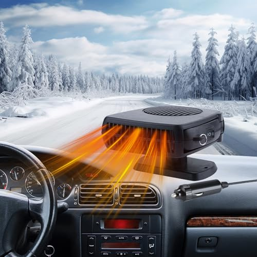Car Heater 12V 150W Portable Car Fan Heater Plug into Cigarette 2 in 1 Fast Heating/Cooling Fan Windshield Defogger Defroster for All Car- Handheld Anti-Fog Car Defroster Heater Car Warmer for Winter