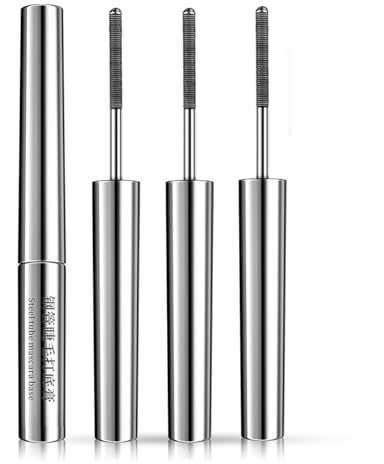 Extended Lash Mascara, Washable Metal Mascara Wand, Waterproof Long-Lasting 3D Curling Eyelash Iron Wand Mascara, Long Lasting 36H Lift, No Clumping and No Smudging and No Flaking for Women (3PC)
