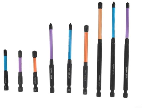 Bulevisiter Destornillador magnético especial ranurado para electricistas, aleación de acero FPH1, FPH2, FPH3, 65 mm, 110 mm, 150 mm, juego de 9 piezas con fosfatado (SKU)