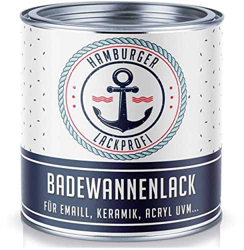 Badewannenlack GLÄNZEND Verkehrsweiß RAL 9016 Weiß Badewannenbeschichtung Emaille Farbe // Hamburger Lack-Profi (2,5 L)