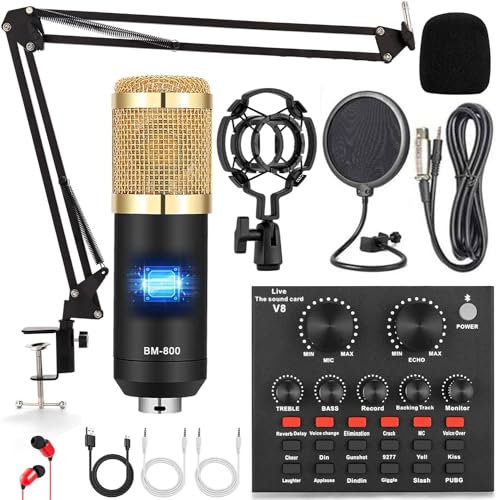 ALPOWL Podcast Equipment Bundle, Audio Interface with ALL in One Live Sound Card and Condenser Microphone, Perfect for Recording, Broadcasting, Live Streaming