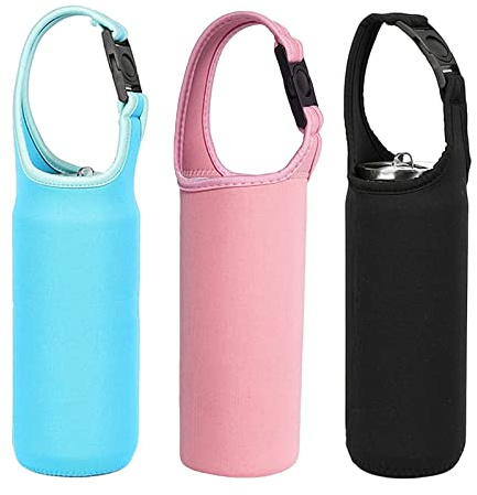 Glasflaskor skal 3 stycken flaskskydd vattenflaska neopren påse flaskor termo-skal påsar isolerad neopren påse fodral för dricksflaskor bärväska flaskskydd svart rosa