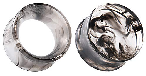 COOEAR 2 Paires de jauges Assorties pour Les Oreilles Kits de Tunnels de Chair Bouchons d'oreilles Boucles d'oreilles en Acrylique Gris Stretchers Expander.