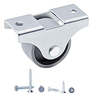 200 ruedas de plástico de 25 mm, ruedas fijas unidireccionales con placas de montaje, duraderas y no giratorias, tornillos incluidos (200)