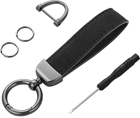 Cobee Echtes Leder Auto Schlüsselanhänger - Universal Leder Halter und Organizer Mit Anti-Lost D-Ring (Inklusive 2 Anhänger und 1 Schraubendreher)