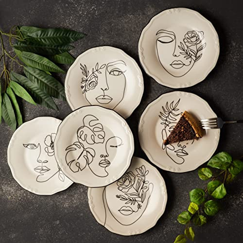 Karaca Face - Set di 6 piatti da torta in porcellana per 6 persone, design unico