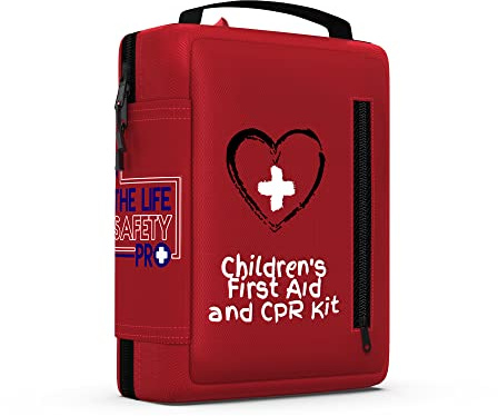 Portable First Aid Kit for Kids with CPR Shield - Ideal for Home, Car, School, Camping, and as a Travel First aid kit. Latex-Free Bandages – Children First Aid Guide by The Life Safety Pro