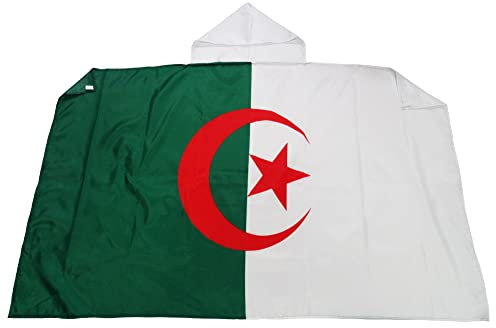 AZ FLAG Flagge Algerien, 150 x 90 cm, Umhang mit algerischer Flagge, 100% Polyester, mit integrierten Ärmeln, 80 g