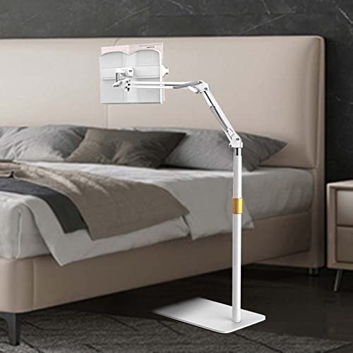 BIEGEN Buch Halterung Zum Lesen Höhenverstellbar 55-100cm 180 Grad Schwenkbar Buchständer mit Seitenclips Zum Lesen Verstellbarer Höhenwinkel Bodenständer Off White