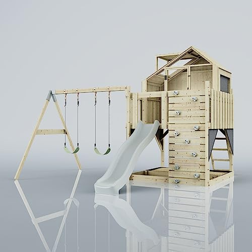 PolarPlay Kids Climbing Tower & Playhouse - Swing Haldor Mist