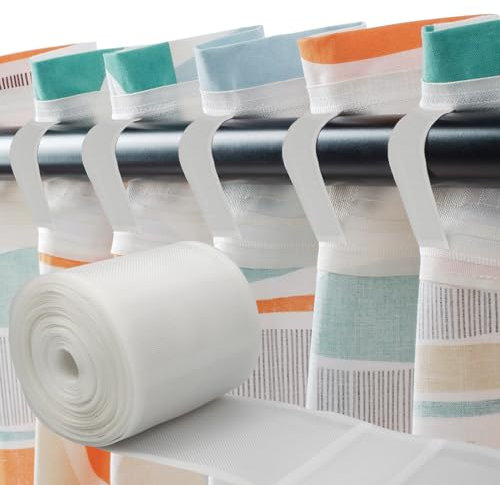 Hyakoz 10Mx10CM Gardinenband zum Aufnähen Vorhangband zum Aufnähen Schlaufenband zum Aufnähen Multifunktionales Gardinenband Schlaufenband für Gardinenstange