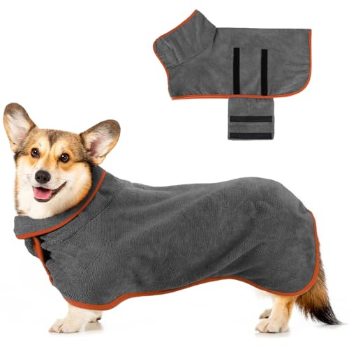 Jostift Peignoir pour chien extra absorbant, séchage rapide, serviette pour chien avec bretelles réglables pour petits, moyens et petits chiens (gris)