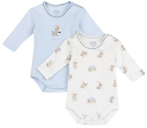 Chicco, Body in cotone, a manica lunga, apertura entrogamba, Bebé - Unisex, Azure, 1M, Diseñado en Italia